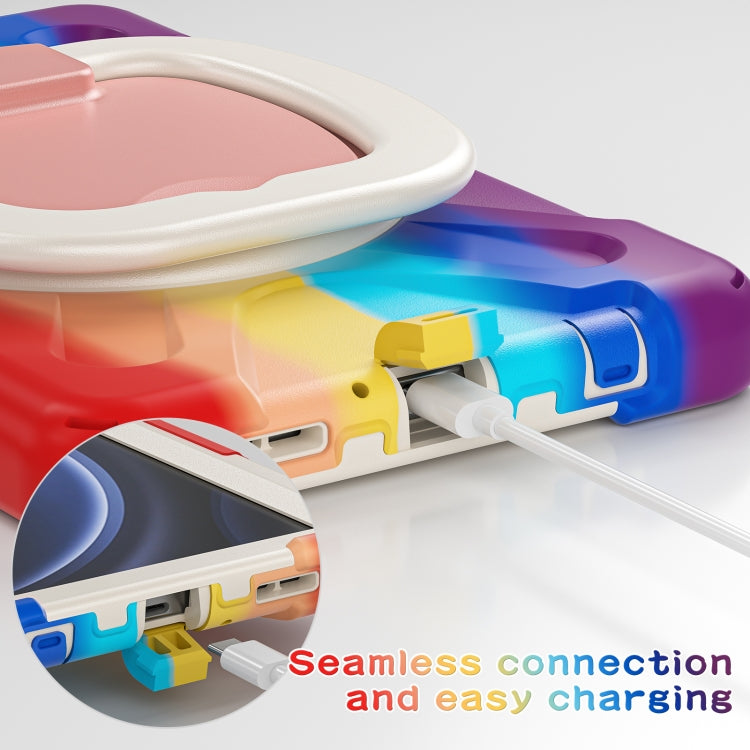 For Samsung Galaxy Tab A9 / Tab A11 Silicone Hybrid PC Tablet Case with Holder & Shoulder Strap(Colorful Red) by buy2fix