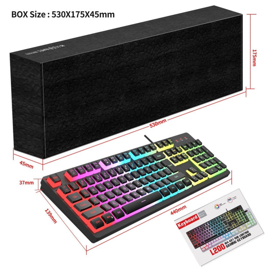 HXSJ L200 Wired RGB Backlit Keyboard 104 Pudding Key Caps(Black) by HXSJ