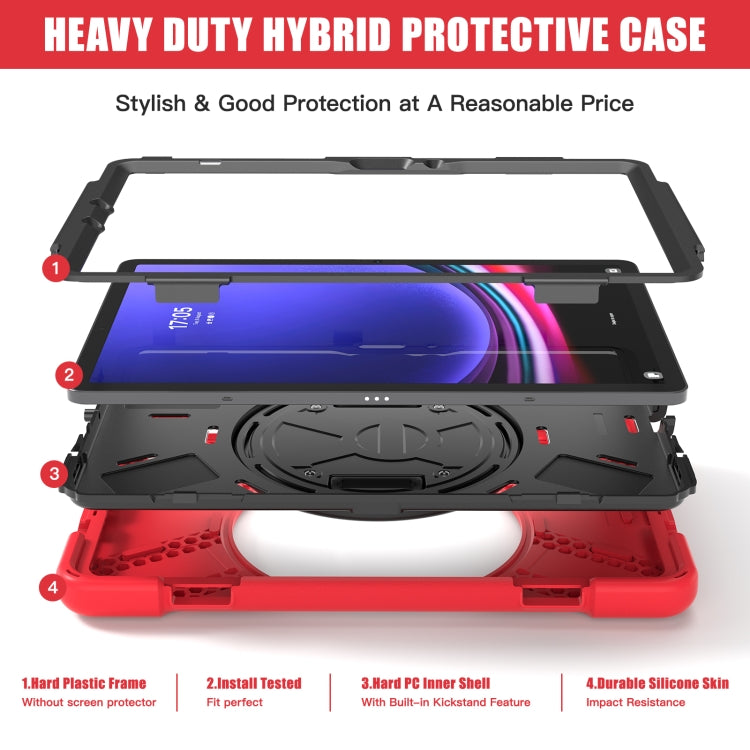 For Samsung Galaxy Tab S9 / S8 / S7 Rotary Handle Grab TPU + PC Tablet Case(Red) - Galaxy Tab S9 Cases by buy2fix | Online Shopping UK | buy2fix