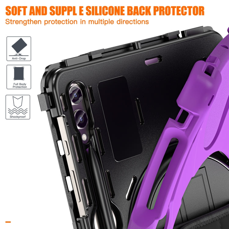 For Samsung Galaxy Tab S9+ / S8+ Rotary Handle Grab TPU + PC Tablet Case(Purple) - Galaxy Tab S9+ Cases by buy2fix | Online Shopping UK | buy2fix