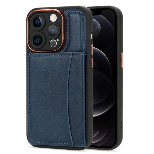 For iPhone 12 Pro Max Multifunctional Magsafe Magnetic Card Bag Phone Case(Blue) by buy2fix