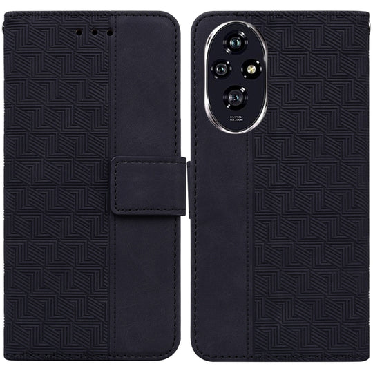 For Honor 200 Geometric Embossed Leather Phone Case(Black)