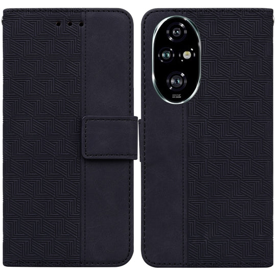 For Honor 200 Pro Geometric Embossed Leather Phone Case(Black)