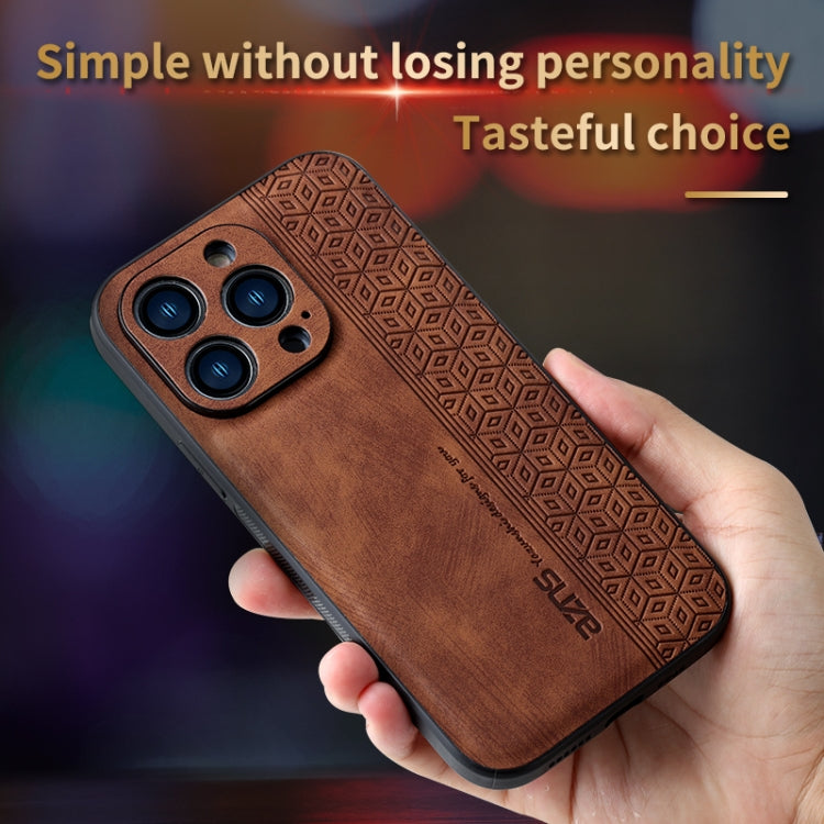 For iPhone 15 Pro AZNS 3D Embossed Skin Feel Phone Case(Brown) - iPhone 15 Pro Cases by AZNS | Online Shopping UK | buy2fix