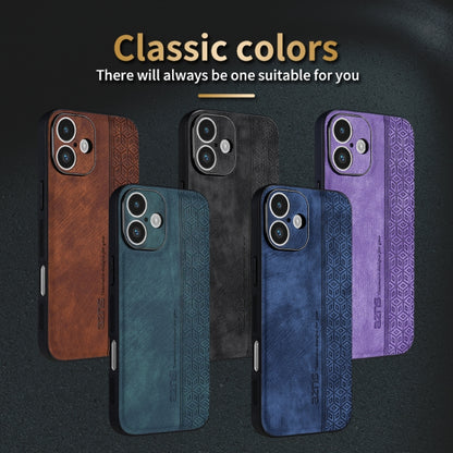 For iPhone 16 AZNS 3D Embossed Skin Feel Phone Case(Purple) - iPhone 16 Cases by AZNS | Online Shopping UK | buy2fix