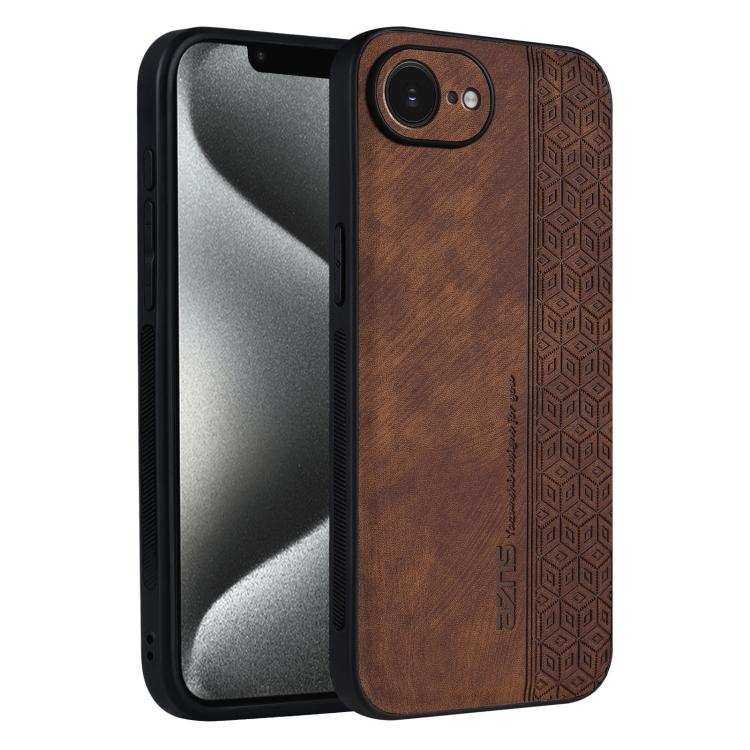 For iPhone 16e AZNS 3D Embossed Skin Feel Phone Case(Brown) - iPhone 16e Cases by AZNS | Online Shopping UK | buy2fix