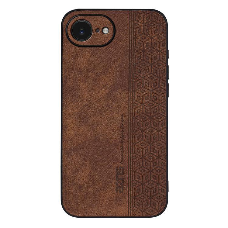 For iPhone 16e AZNS 3D Embossed Skin Feel Phone Case(Brown) - iPhone 16e Cases by AZNS | Online Shopping UK | buy2fix