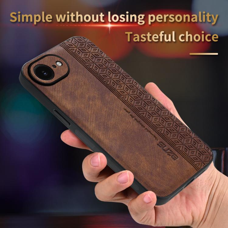 For iPhone 16e AZNS 3D Embossed Skin Feel Phone Case(Brown) - iPhone 16e Cases by AZNS | Online Shopping UK | buy2fix
