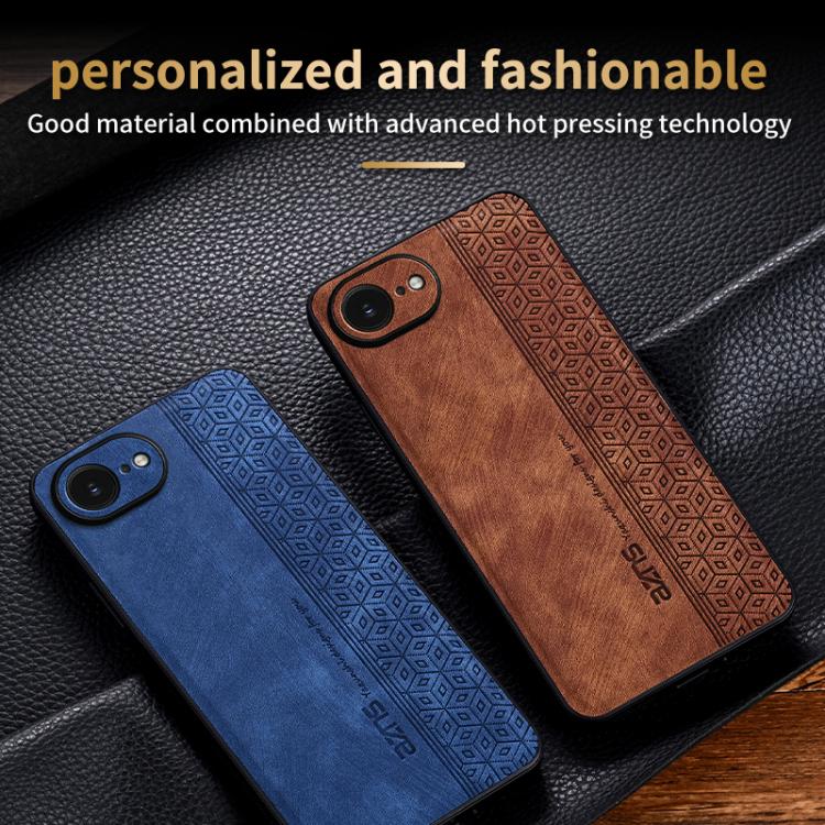 For iPhone 16e AZNS 3D Embossed Skin Feel Phone Case(Brown) - iPhone 16e Cases by AZNS | Online Shopping UK | buy2fix