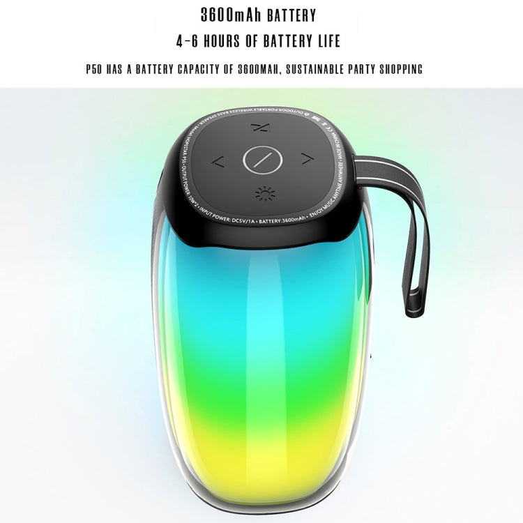 HOPESTAR P50 IPX6 Waterproof Outdoor Portable RGB Light Bluetooth Speaker(Black) - Waterproof Speaker by HOPESTAR | Online Shopping UK | buy2fix