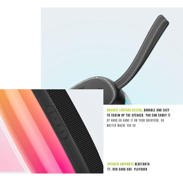 HOPESTAR P50 IPX6 Waterproof Outdoor Portable RGB Light Bluetooth Speaker(Black) - Waterproof Speaker by HOPESTAR | Online Shopping UK | buy2fix