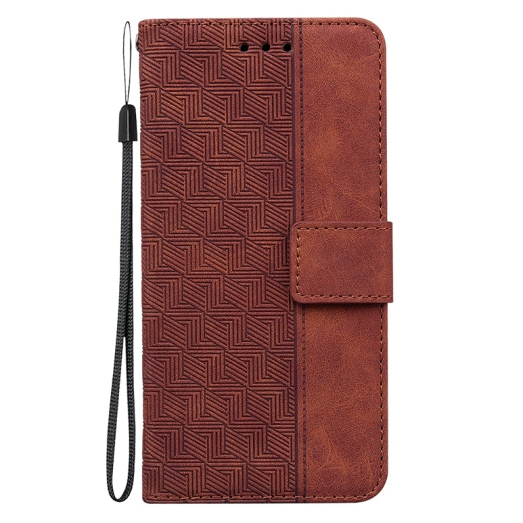 For OnePlus 13 Geometric Embossed Leather Phone Case(Brown) by buy2fix