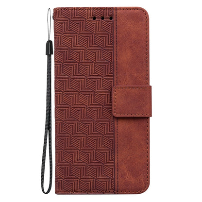 For OnePlus 13 Geometric Embossed Leather Phone Case(Brown) by buy2fix