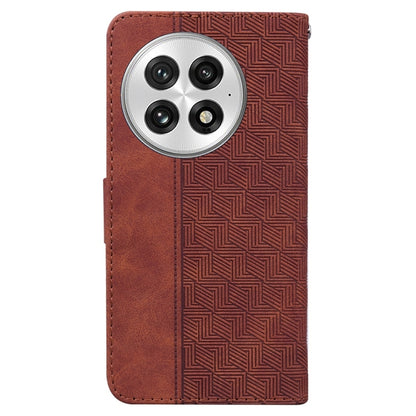 For OnePlus 13 Geometric Embossed Leather Phone Case(Brown) by buy2fix