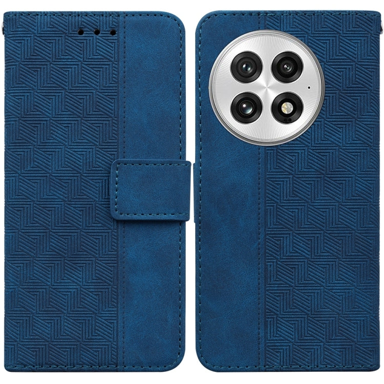 For OnePlus 13 Geometric Embossed Leather Phone Case(Blue) by buy2fix