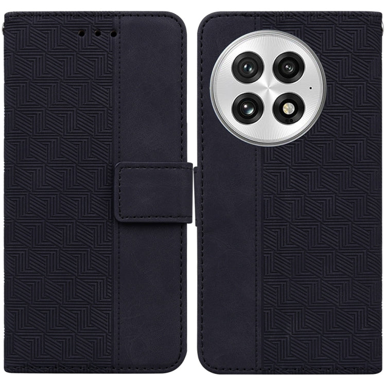For OnePlus 13 Geometric Embossed Leather Phone Case(Black) by buy2fix