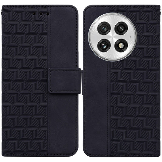 For OnePlus 13 Geometric Embossed Leather Phone Case(Black) by buy2fix