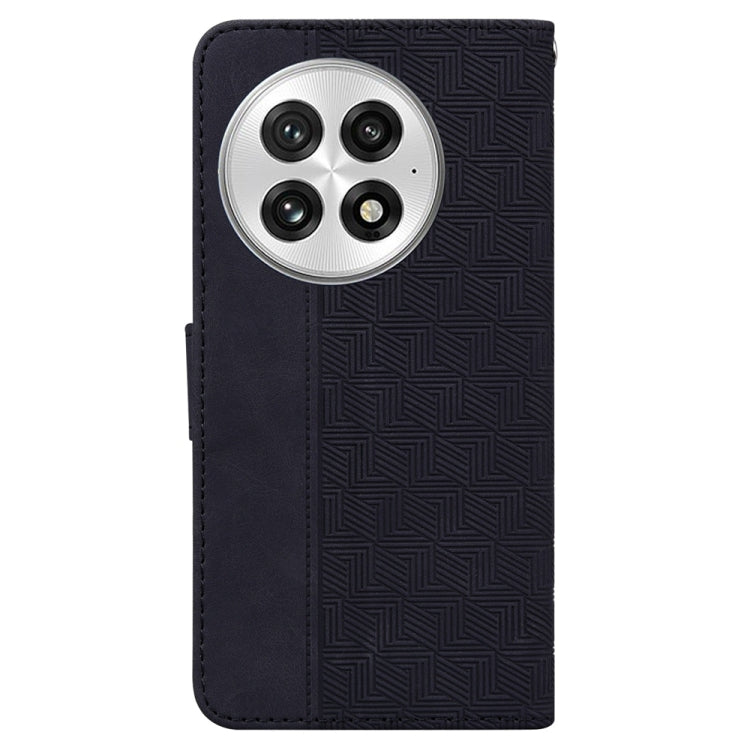For OnePlus 13 Geometric Embossed Leather Phone Case(Black) by buy2fix
