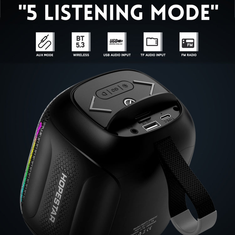 HOPESTAR Party 300mini IPX5 Waterproof Portable Bluetooth Speaker 360 Degree Stereo Outdoor Speaker(Black) - Waterproof Speaker by HOPESTAR | Online Shopping UK | buy2fix