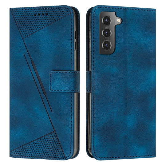 For Samsung Galaxy S21 5G Dream Triangle Leather Phone Case with Long Lanyard(Blue)