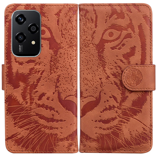 For Honor 200 Lite Global Tiger Embossing Pattern Flip Leather Phone Case(Brown)