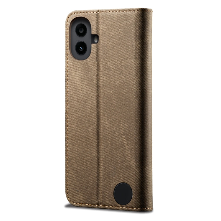 For Nothing CMF Phone 1 Denim Texture Casual Style Flip Leather Case(Khaki) - Nothing Cases by buy2fix | Online Shopping UK | buy2fix