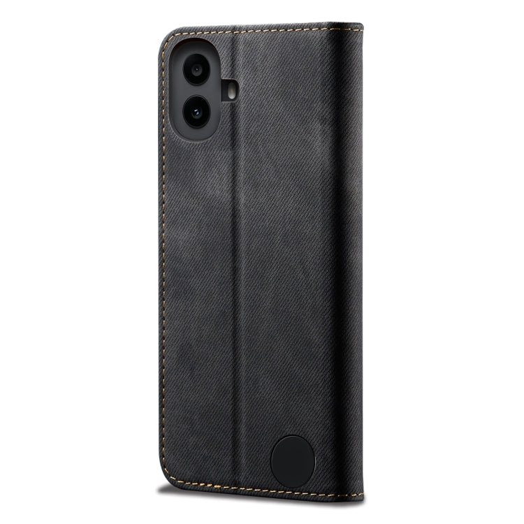 For Nothing CMF Phone 1 Denim Texture Casual Style Flip Leather Case(Black) - More Brand by buy2fix | Online Shopping UK | buy2fix