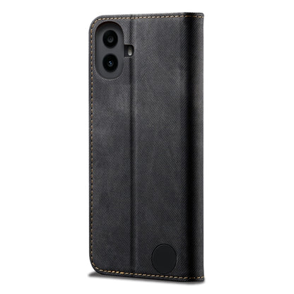 For Nothing CMF Phone 1 Denim Texture Casual Style Flip Leather Case(Black) - More Brand by buy2fix | Online Shopping UK | buy2fix