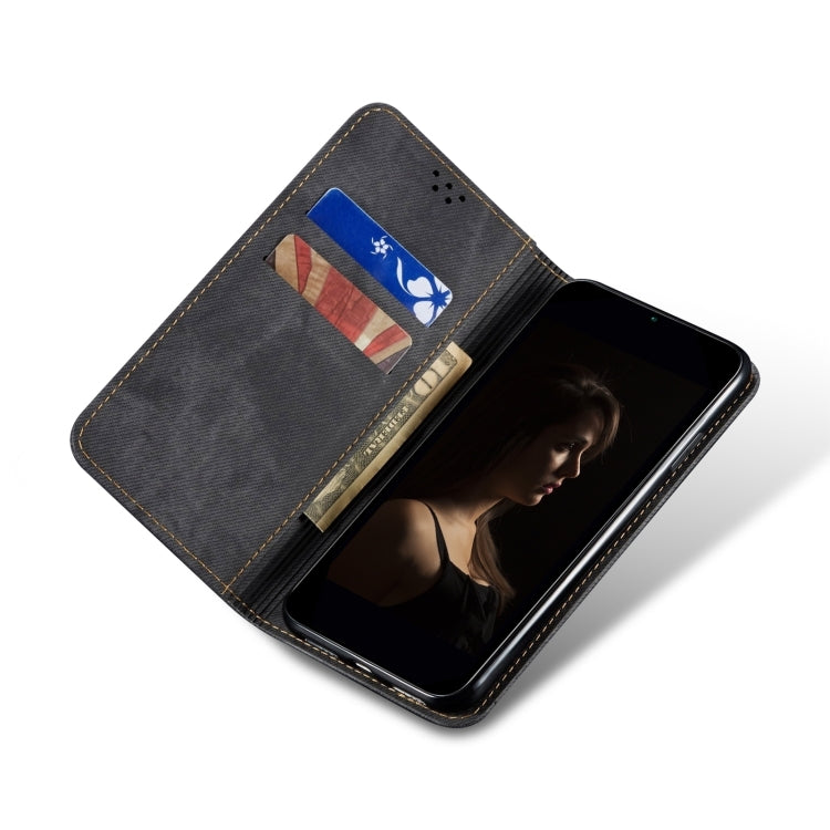 For Nothing CMF Phone 1 Denim Texture Casual Style Flip Leather Case(Black) - More Brand by buy2fix | Online Shopping UK | buy2fix