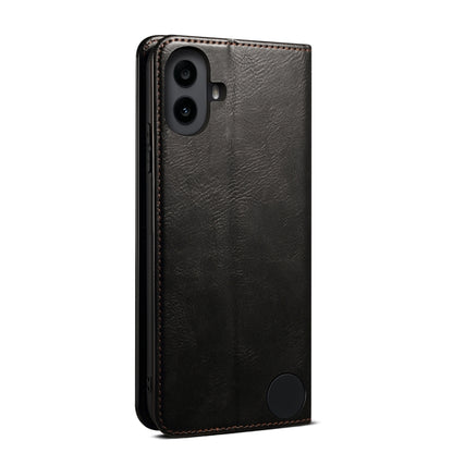 For Nothing CMF Phone 1 Oil Wax Crazy Horse Texture Leather Phone Case(Black) - Nothing Cases by buy2fix | Online Shopping UK | buy2fix