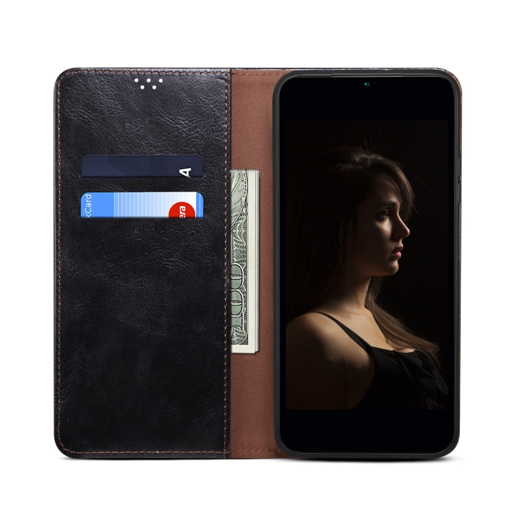 For Nothing CMF Phone 1 Oil Wax Crazy Horse Texture Leather Phone Case(Black) - Nothing Cases by buy2fix | Online Shopping UK | buy2fix