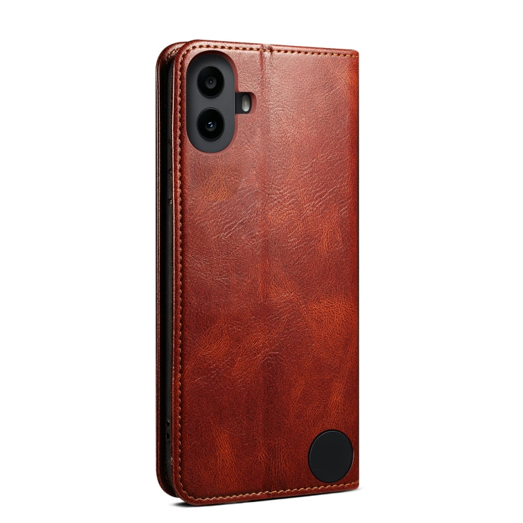 For Nothing CMF Phone 1 Oil Wax Crazy Horse Texture Leather Phone Case(Brown) - Nothing Cases by buy2fix | Online Shopping UK | buy2fix