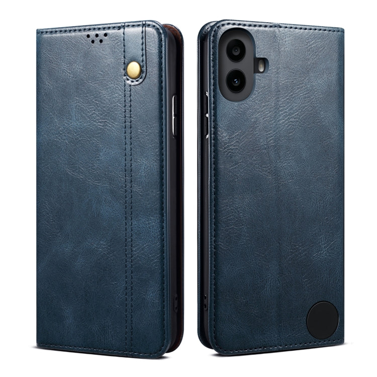 For Nothing CMF Phone 1 Oil Wax Crazy Horse Texture Leather Phone Case(Blue) - Nothing Cases by buy2fix | Online Shopping UK | buy2fix