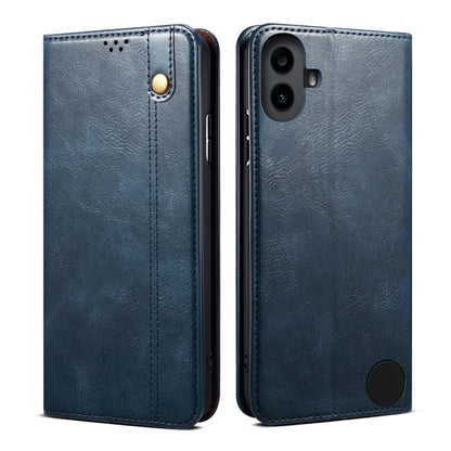 For Nothing CMF Phone 1 Oil Wax Crazy Horse Texture Leather Phone Case(Blue) - Nothing Cases by buy2fix | Online Shopping UK | buy2fix