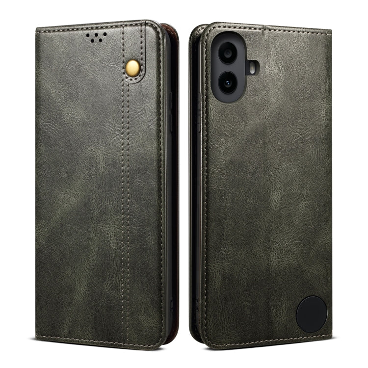 For Nothing CMF Phone 1 Oil Wax Crazy Horse Texture Leather Phone Case(Green) - Nothing Cases by buy2fix | Online Shopping UK | buy2fix