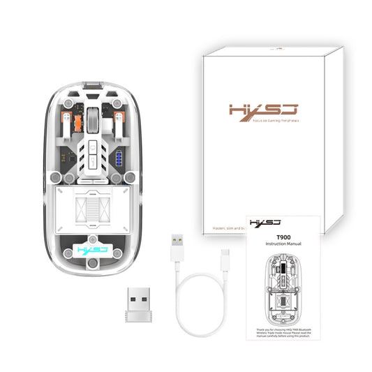 HXSJ T900 Transparent Magnet Three-mode Wireless Gaming Mouse(White) by HXSJ