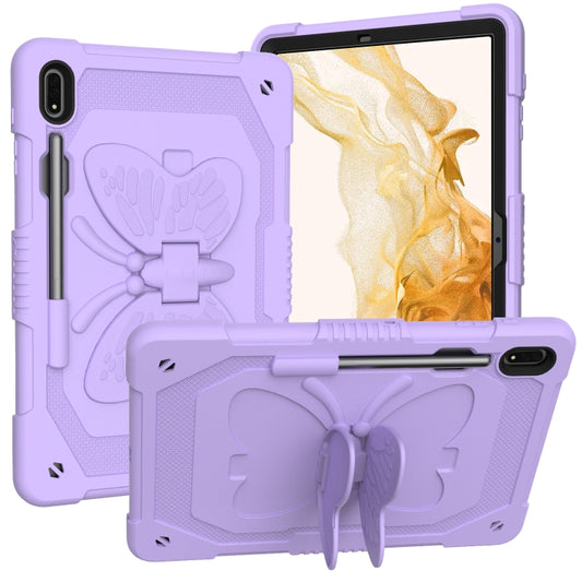 For Samsung Galaxy Tab S9+ Butterfly Kickstand Heavy Duty Hard Rugged Tablet Case(Raro Purple) - Galaxy Tab S9+ Cases by buy2fix | Online Shopping UK | buy2fix