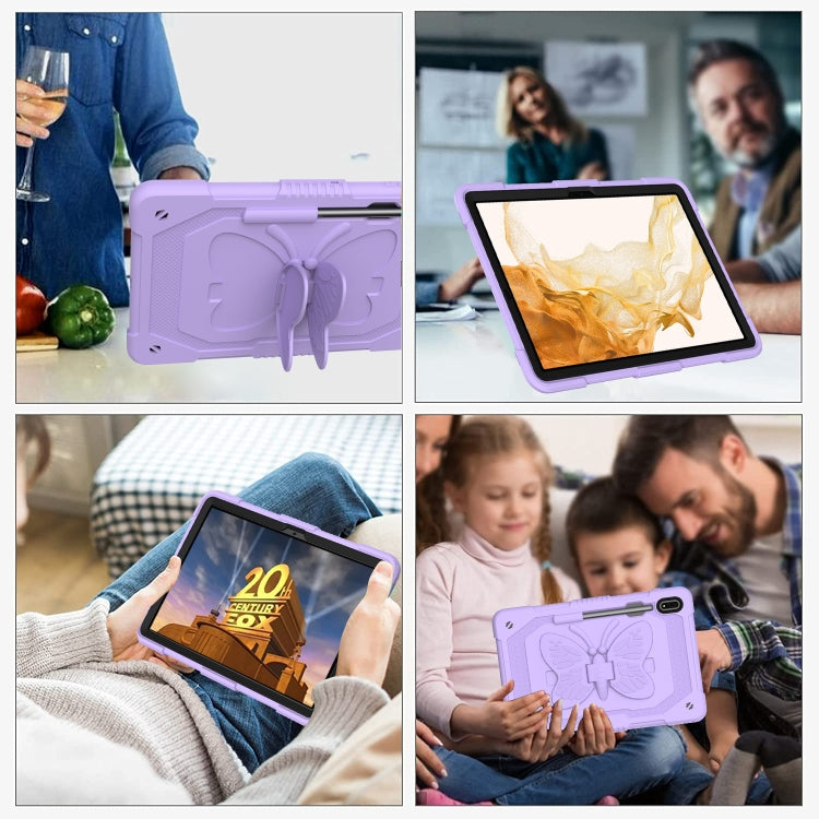 For Samsung Galaxy Tab S9+ Butterfly Kickstand Heavy Duty Hard Rugged Tablet Case(Raro Purple) - Galaxy Tab S9+ Cases by buy2fix | Online Shopping UK | buy2fix