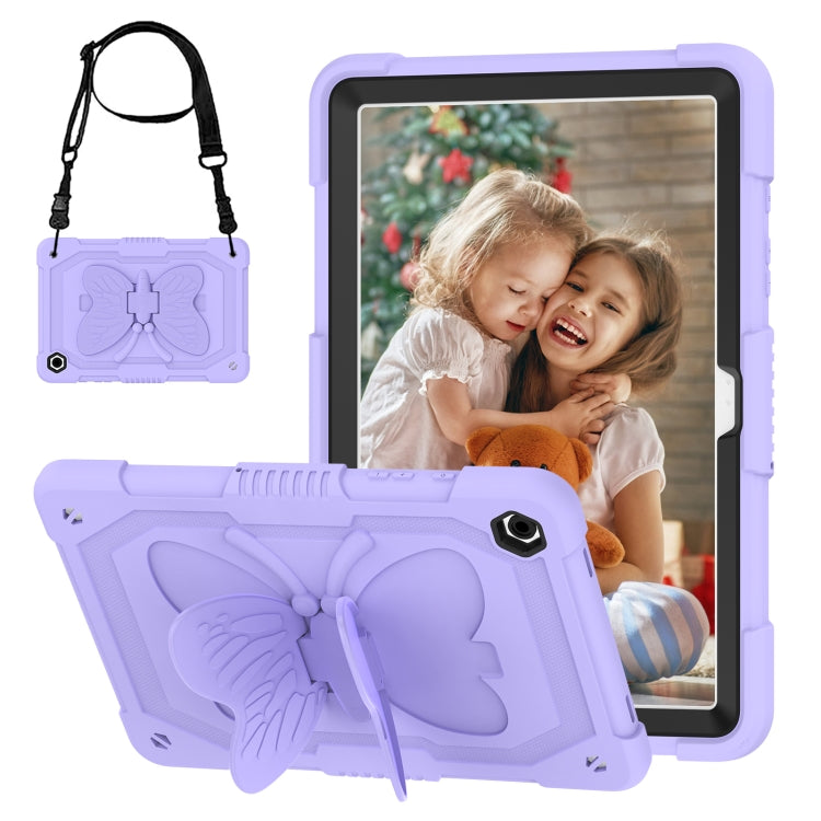 For Samsung Galaxy Tab A9+ Butterfly Kickstand Heavy Duty Hard Rugged Tablet Case(Raro Purple) - Galaxy Tab A9+ by buy2fix | Online Shopping UK | buy2fix