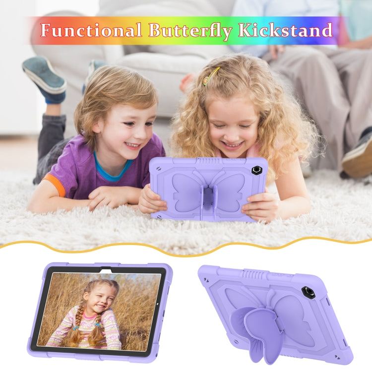For Samsung Galaxy Tab A9+ Butterfly Kickstand Heavy Duty Hard Rugged Tablet Case(Raro Purple) - Galaxy Tab A9+ by buy2fix | Online Shopping UK | buy2fix