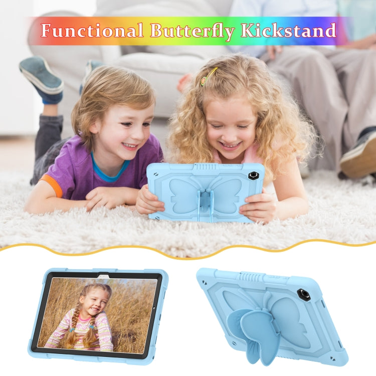 For Samsung Galaxy Tab A9+ Butterfly Kickstand Heavy Duty Hard Rugged Tablet Case(Ice Blue) - Galaxy Tab A9+ by buy2fix | Online Shopping UK | buy2fix