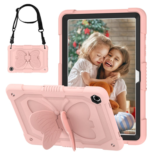 For Samsung Galaxy Tab A9+ Butterfly Kickstand Heavy Duty Hard Rugged Tablet Case(Rose Pink) - Galaxy Tab A9+ by buy2fix | Online Shopping UK | buy2fix
