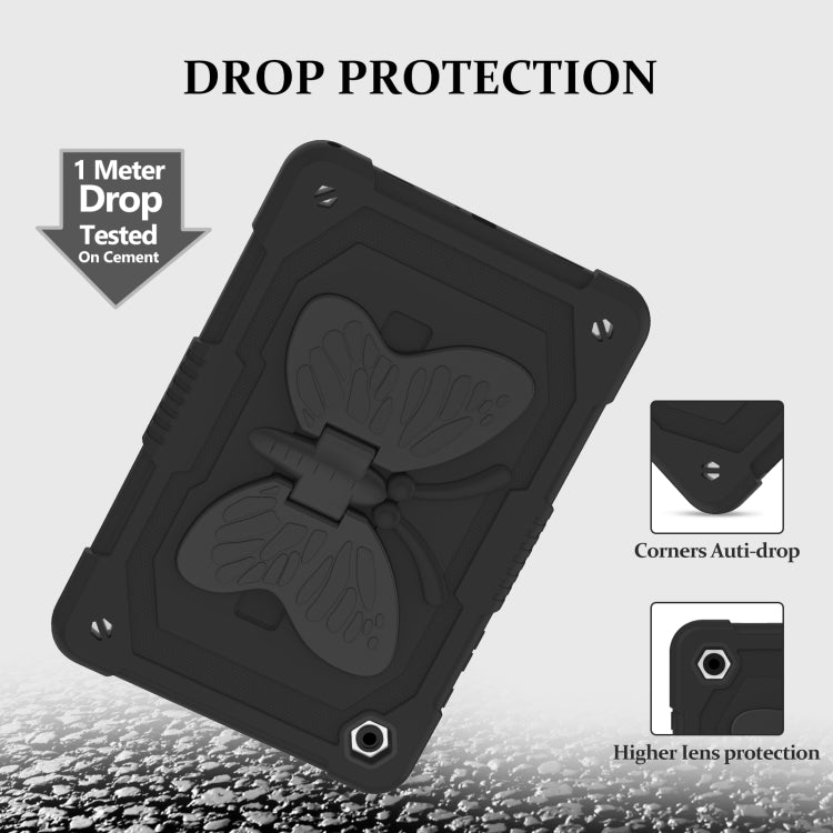 For Samsung Galaxy Tab A9+ Butterfly Kickstand Heavy Duty Hard Rugged Tablet Case(Black) - Galaxy Tab A9+ by buy2fix | Online Shopping UK | buy2fix