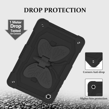 For Samsung Galaxy Tab A9+ Butterfly Kickstand Heavy Duty Hard Rugged Tablet Case(Black) - Galaxy Tab A9+ by buy2fix | Online Shopping UK | buy2fix