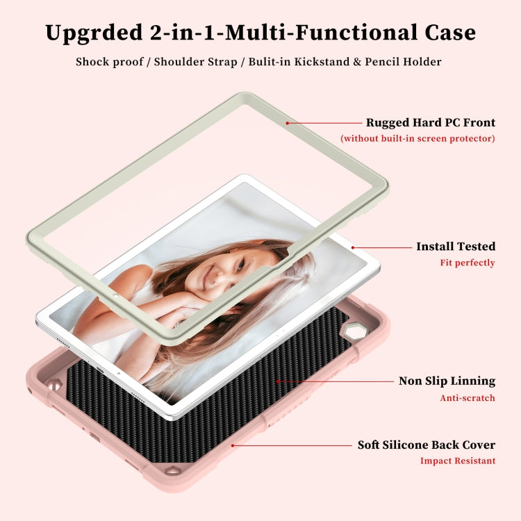 For Samsung Galaxy Tab A9+ Butterfly Kickstand Heavy Duty Hard Rugged Tablet Case(Beige+Rose Pink) - Galaxy Tab A9+ by buy2fix | Online Shopping UK | buy2fix