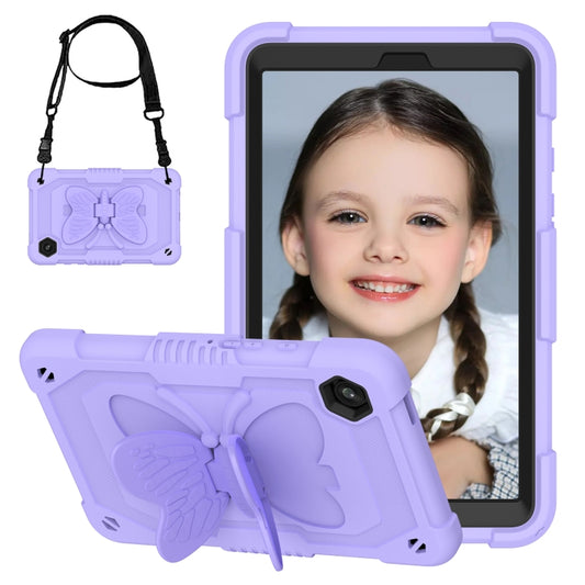 For Samsung Galaxy Tab A9 Butterfly Kickstand Heavy Duty Hard Rugged Tablet Case(Raro Purple) - Galaxy Tab A9 by buy2fix | Online Shopping UK | buy2fix