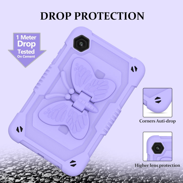 For Samsung Galaxy Tab A9 Butterfly Kickstand Heavy Duty Hard Rugged Tablet Case(Raro Purple) - Galaxy Tab A9 by buy2fix | Online Shopping UK | buy2fix