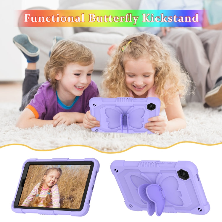 For Samsung Galaxy Tab A9 Butterfly Kickstand Heavy Duty Hard Rugged Tablet Case(Raro Purple) - Galaxy Tab A9 by buy2fix | Online Shopping UK | buy2fix