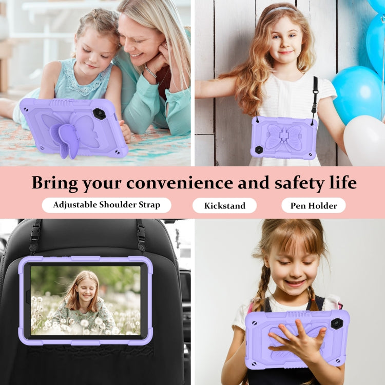 For Samsung Galaxy Tab A9 Butterfly Kickstand Heavy Duty Hard Rugged Tablet Case(Raro Purple) - Galaxy Tab A9 by buy2fix | Online Shopping UK | buy2fix