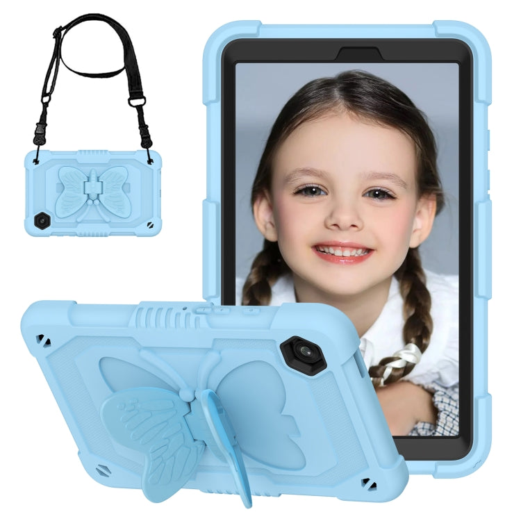 For Samsung Galaxy Tab A9 Butterfly Kickstand Heavy Duty Hard Rugged Tablet Case(Ice Blue) - Galaxy Tab A9 by buy2fix | Online Shopping UK | buy2fix